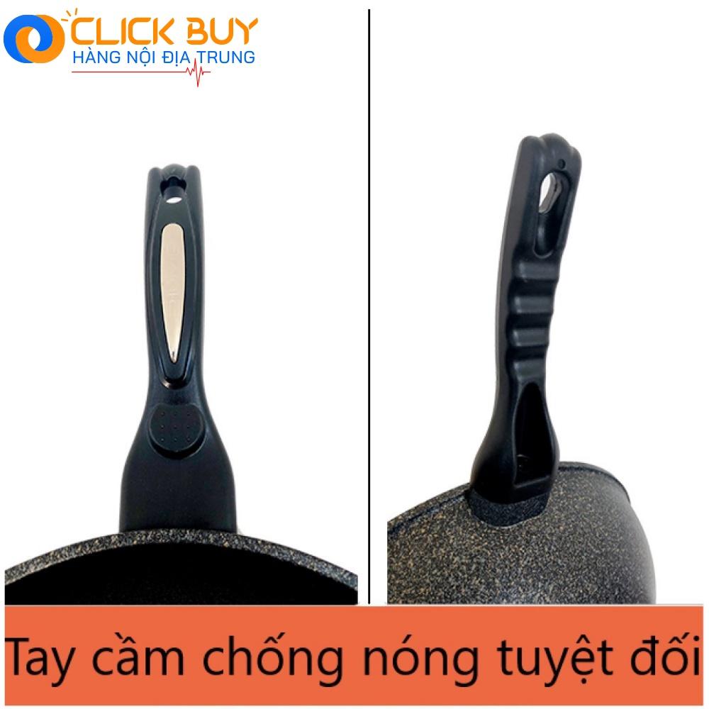 Chảo Chống Dính - Chảo Đá Sâu Lòng Coopia Hàn Quốc SIÊU BỀN Kèm Vung Kính 32Cm