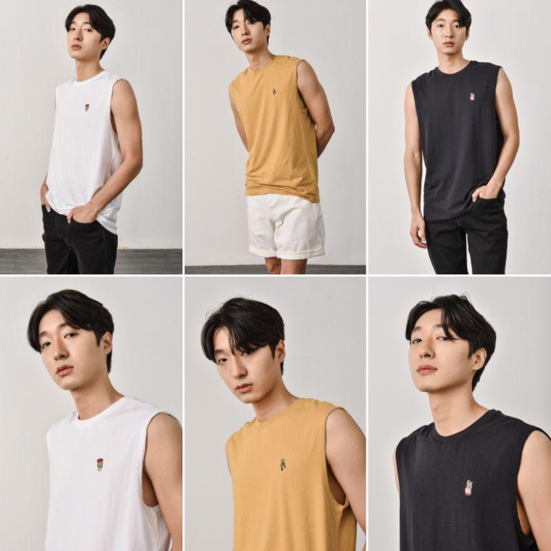TANKTOP - Áo thun ba lỗ 3 màu basic chất đẹp, hình thêu - 10S21TTO002 LASTORE MENSWEAR