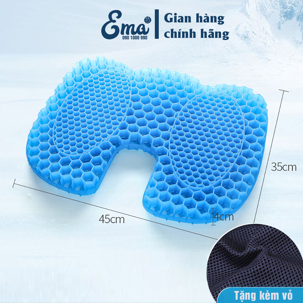 Đệm ngồi 3D Silicon EMA thế hệ 3 cao cấp - Cấu trúc tổ ong thông minh - Chống đau mỏi trĩ, xương cụt, thâm mông, xệ mông cho dân văn phòng, lái xe, sinh viên