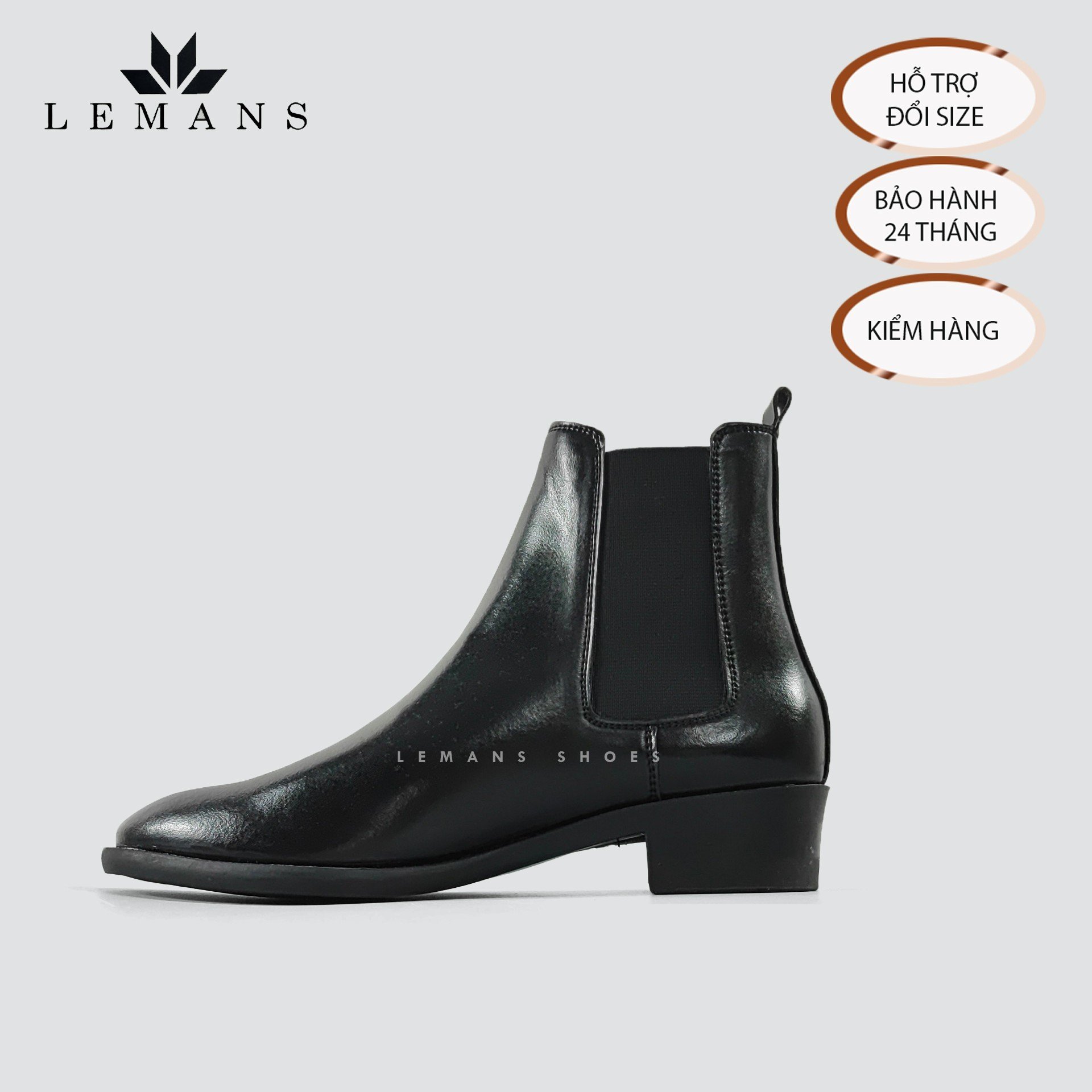 Giày da bò nappa Chelsea boots LEMANS CB01, mũi nhọn, Gót cao đế cao 5cm độc quyền, Bảo Hành 24 tháng