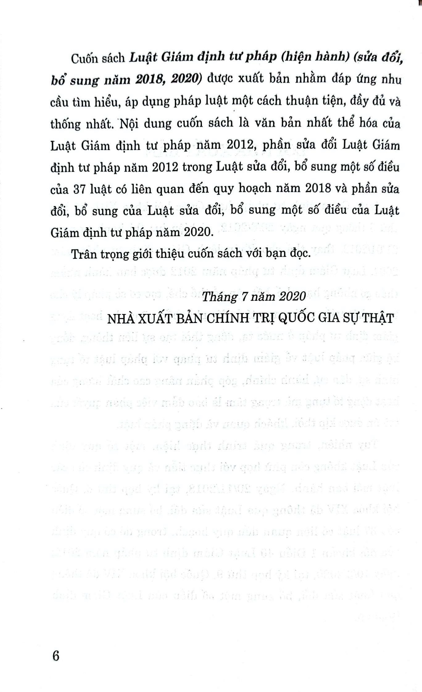 Luật giám định tư pháp (hiện hành) (sửa đổi, bổ sung năm 2018, 2020)