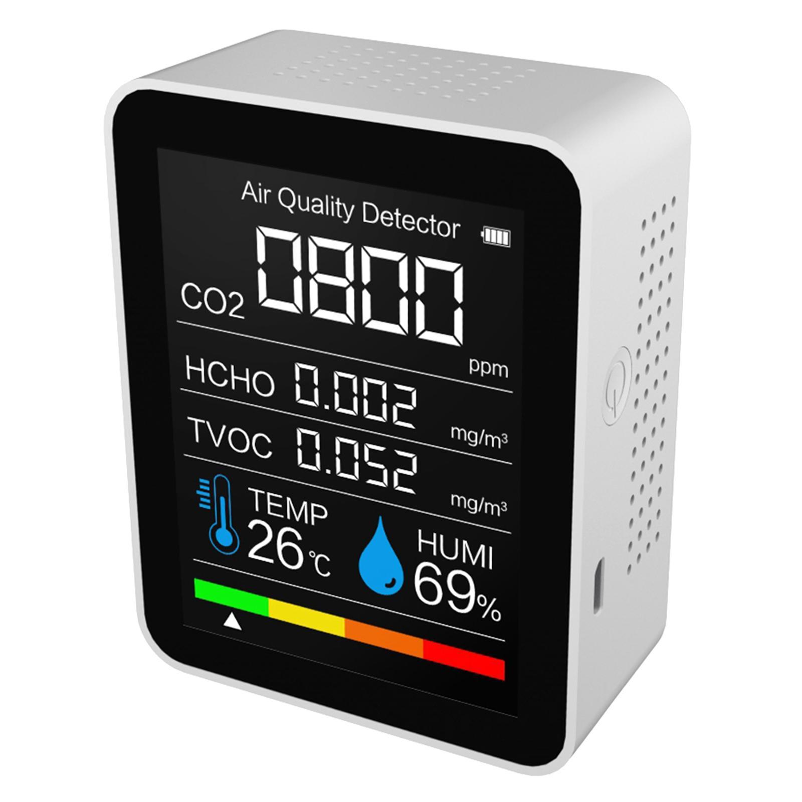 Portable CO2 Monitor 3 in 1 Humidity Gauge Air Quality Tester Black