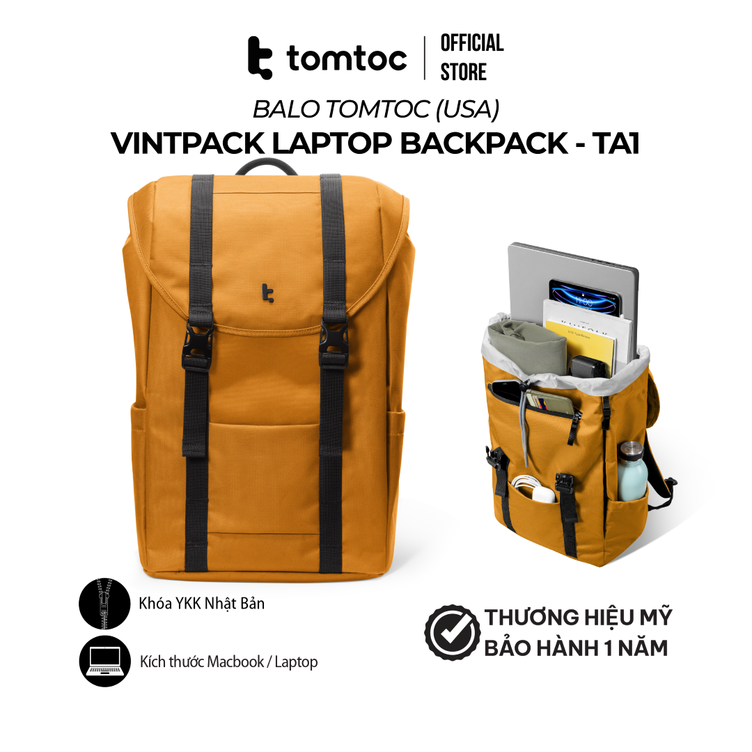 Balo Tomtoc (USA) Flap Laptop Backpack - Balo di chuyển, du lịch, thường ngày cho MacBook 16 inch và laptop 15.6