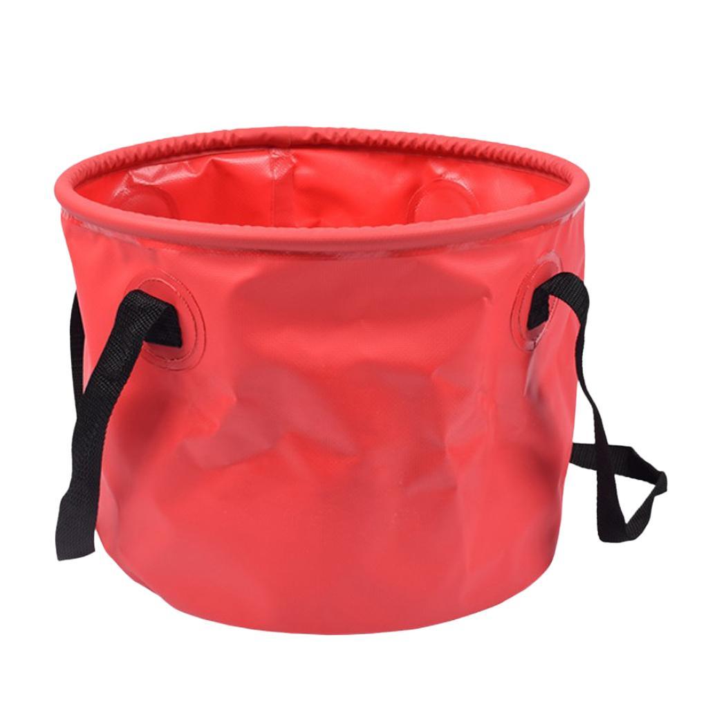 Outdoor Collapsible Water Bucket Carrier Leakproof Folding Pail Red
