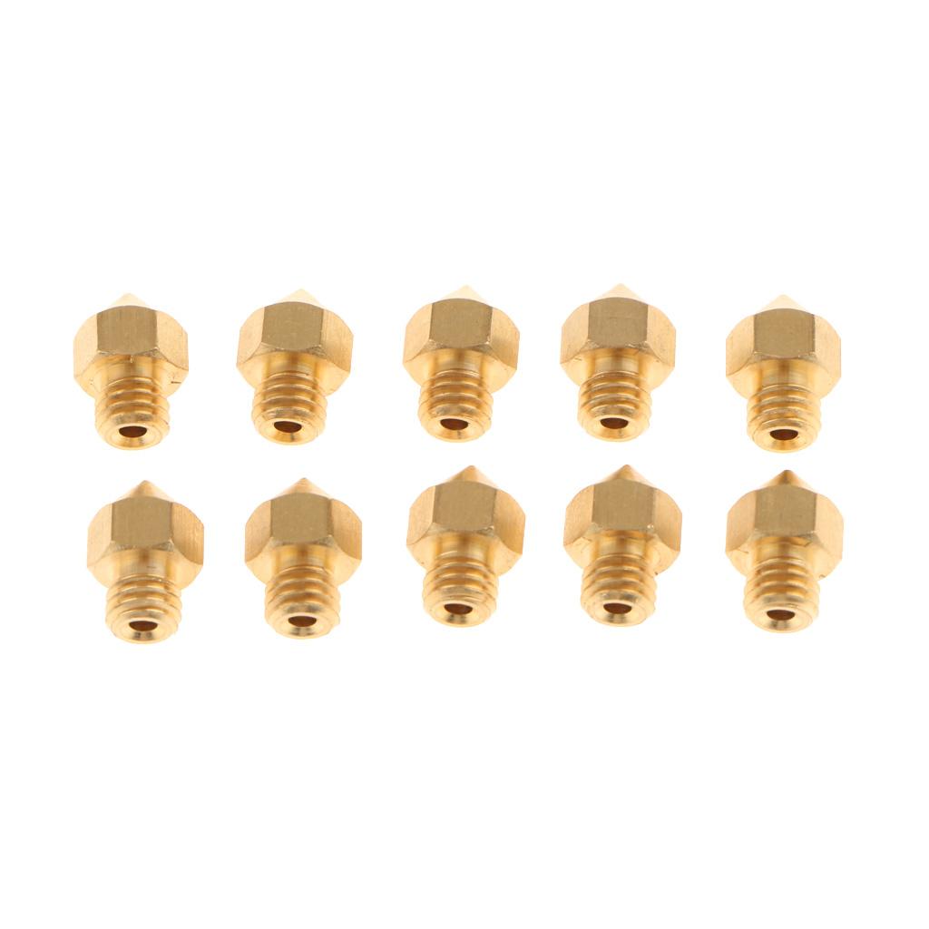 10 Pcs. 3D Printer Nozzle, Extruder Repair Accessory For MK8 3D Printer - Golden