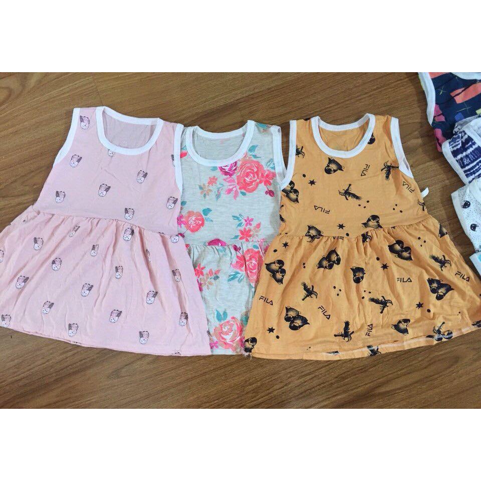 Combo 1-3- 5 bộ váy ba lỗ bé gái chất cotton thoáng mát