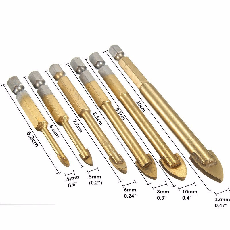 Bộ 6 mũi khoan kính,khoan thủy tinh,gạch men,gạch đá hoa vonfram