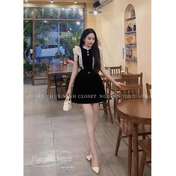 Đầm xoè xếp bèo voan tơ ngực đính cườm siêu Hot