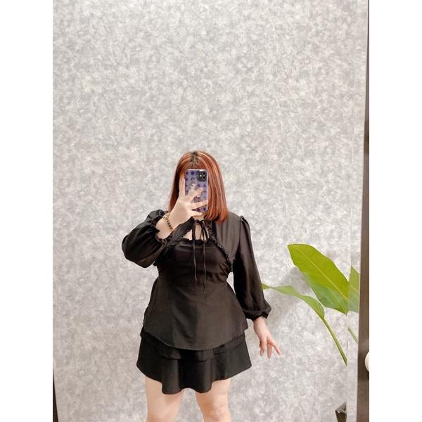 Áo cổ tàu peplum che bụng 50-85kg
