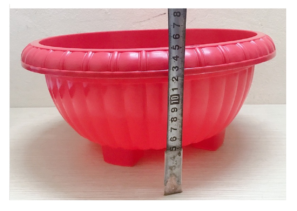 5 Chậu Nhựa Tròn Trồng Hoa Màu Đỏ Có Móc Treo - Chậu chảo treo trồng hoa có móc xích kèm theo! KT: 33x13 cm