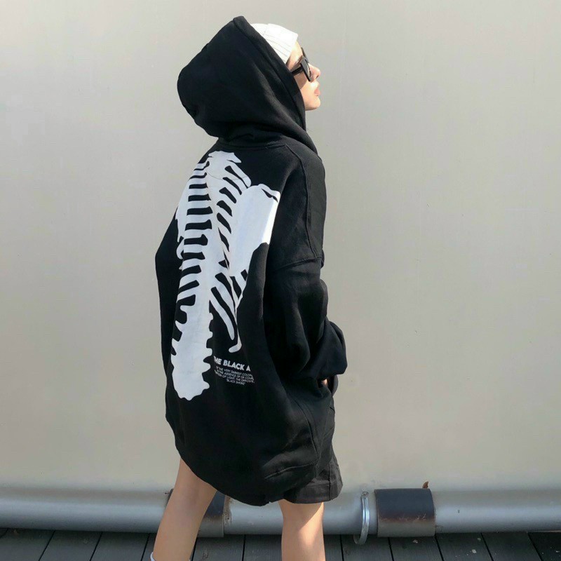 Áo Hoodie Hình Bộ Xương - Khoác Nỉ Có Nón Mũ 2 Lớp -Form Rộng Unisex Hàn Quốc Cặp Đôi Nam Nữ - Chống Nắng Thu Đông - M