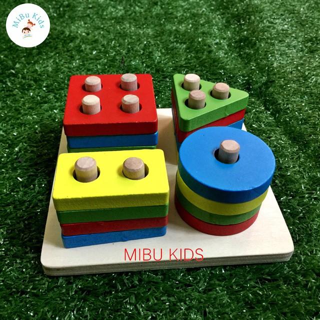 ĐỒ CHƠI GỖ- THẢ HÌNH KHỐI MONTESSORI loại đẹp.