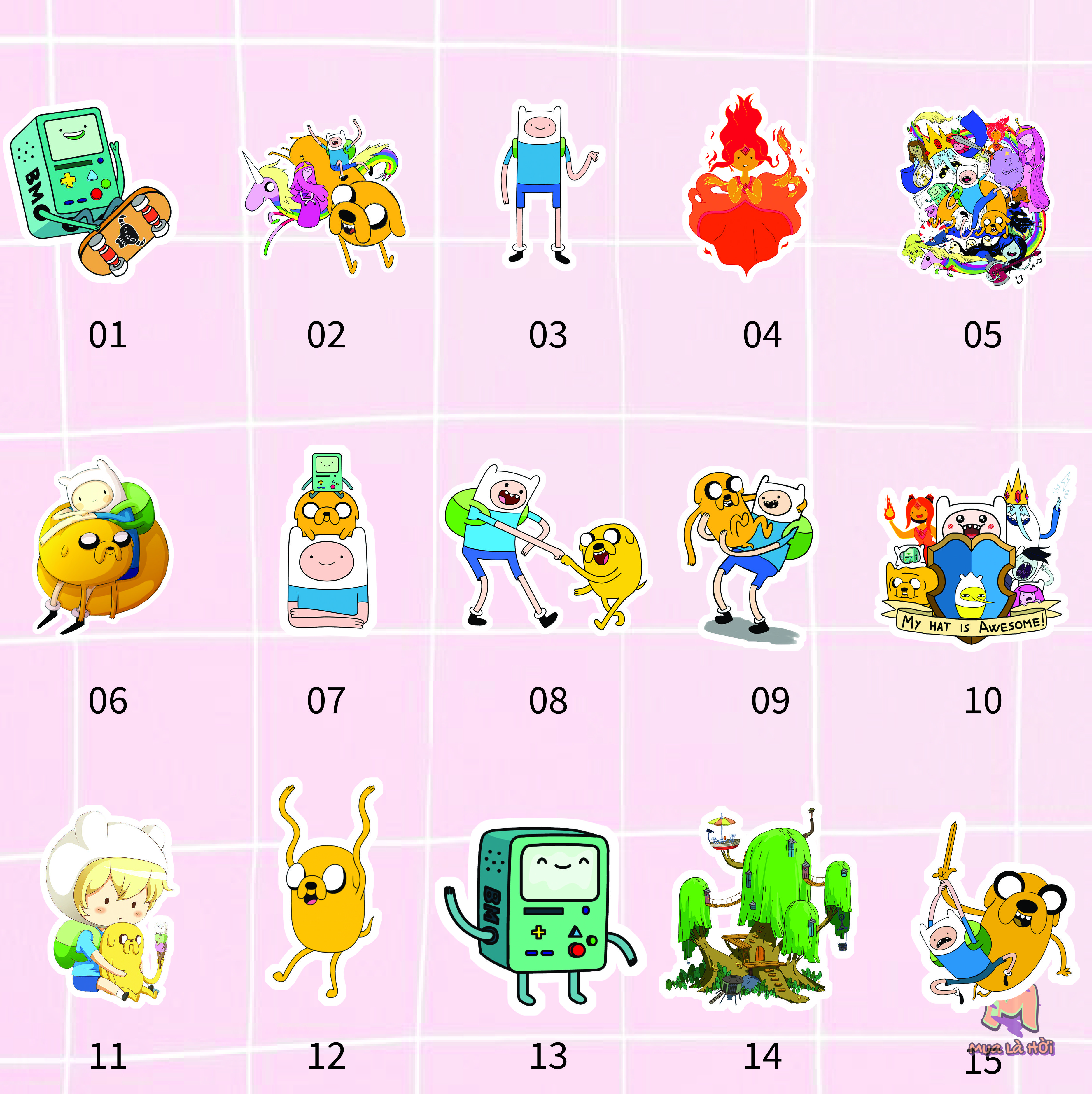 Miếng dán Stickers chủ đề Giờ phiêu lưu