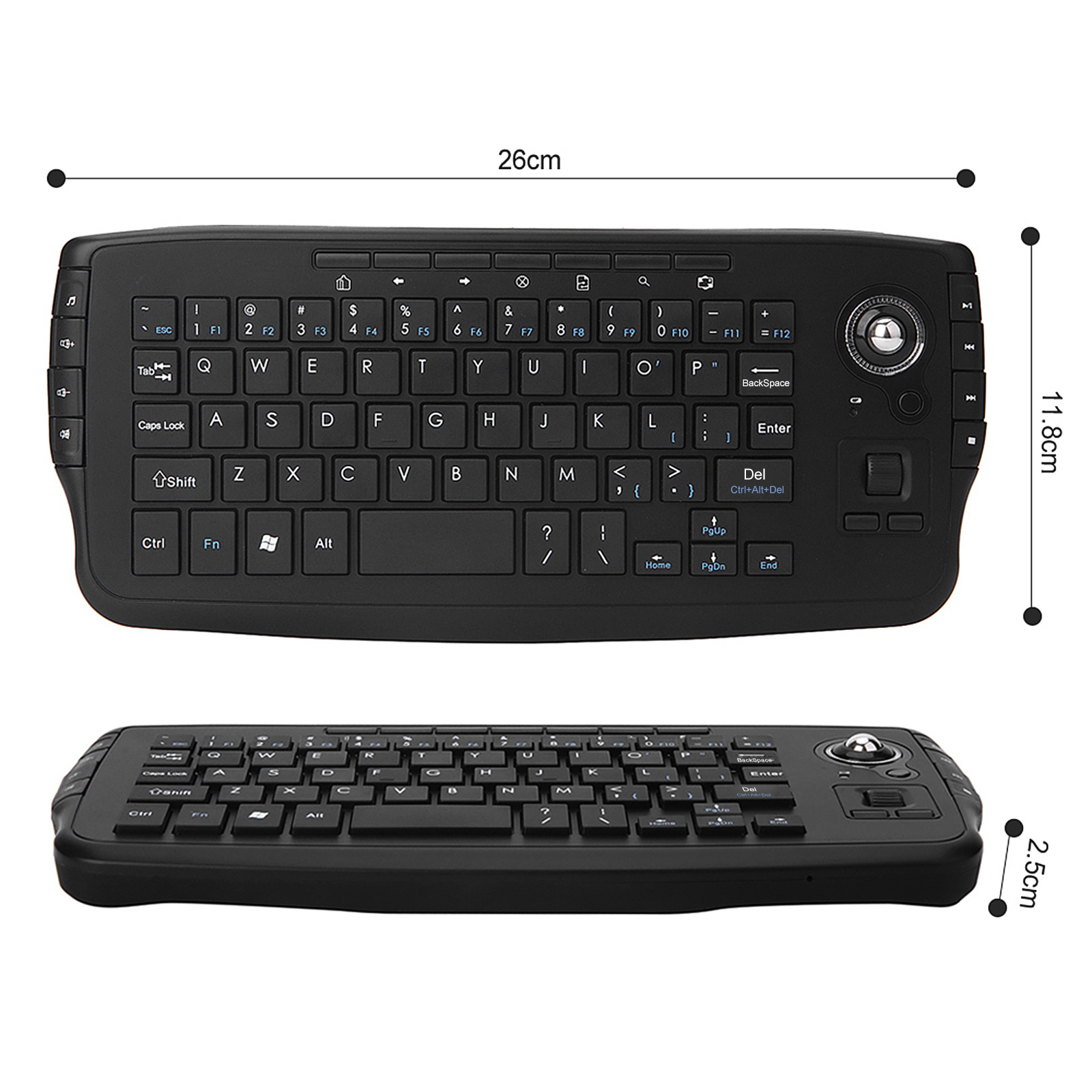 Bàn Phím Không Dây E30 2.4GHz Với Chuột Trackball Điều Khiển Từ Xa Bằng Bánh Xe Lăn Cho Android TV Box TV Thông Minh PC Máy Tính Xách Tay