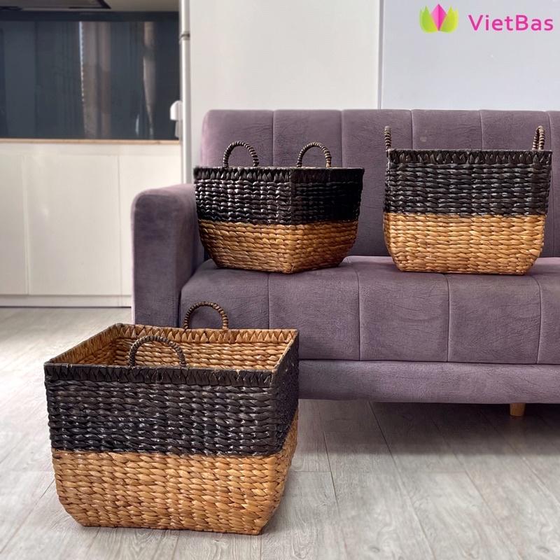 Giỏ luc bình đựng đồ VIETBAS hình thang có quai MAU7