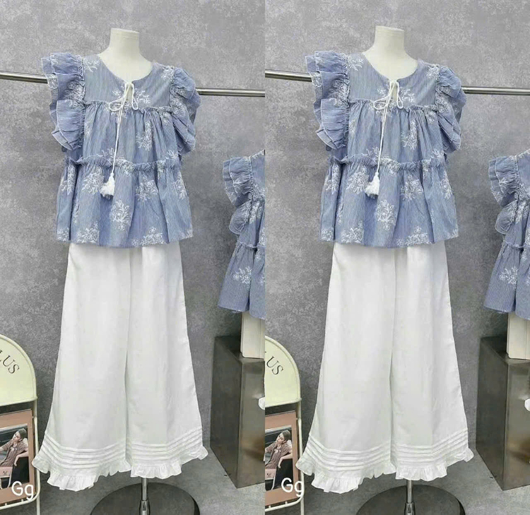 SÉT LINEN IN HOA PHỐI QUẦN ĐŨI ỐNG RỘNG BÈO LAI CÓ LÓT FREESIZE 40 - 55 KG THANH lỊCH