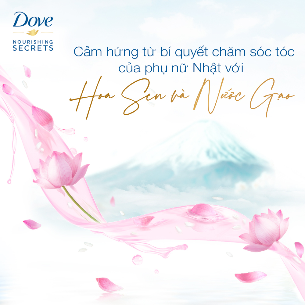 Dầu Gội Thiên Nhiên 640g Dove Óng Mềm Tự Nhiên Hoa Sen Nhật và Nước Gạo Dưỡng tóc mềm mượt, óng ả