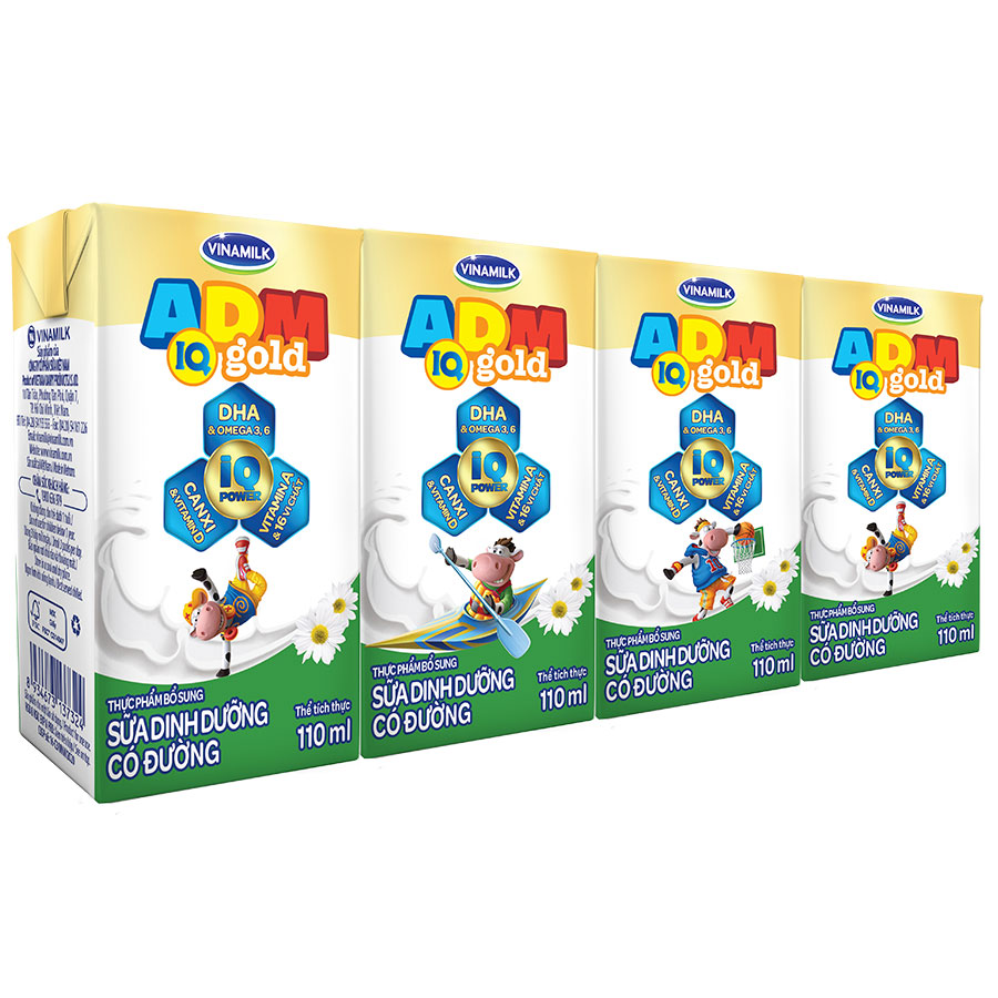 Sữa dinh dưỡng Vinamilk ADM Có Đường - Thùng 48 hộp 110ml