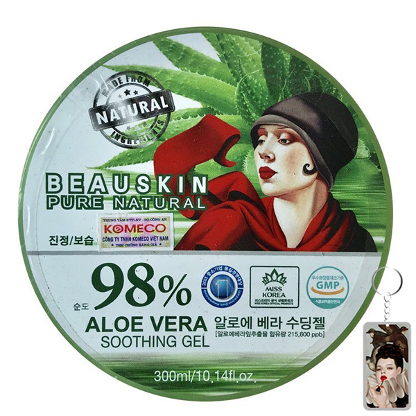 Gel dưỡng da lô hội Beauskin Aloevera Soothing Hàn Quốc 300ml + Móc khóa