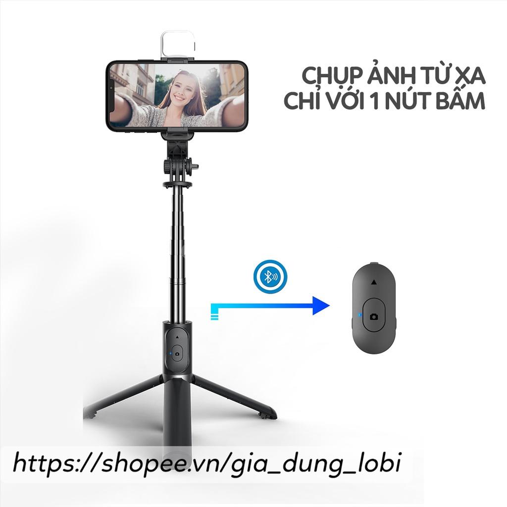 Gậy chụp ảnh 3 chân có đèn led trợ sáng Gậy tự sướng selfie chụp hình bluetooth điều khiển từ xa xoay nhiều góc độ