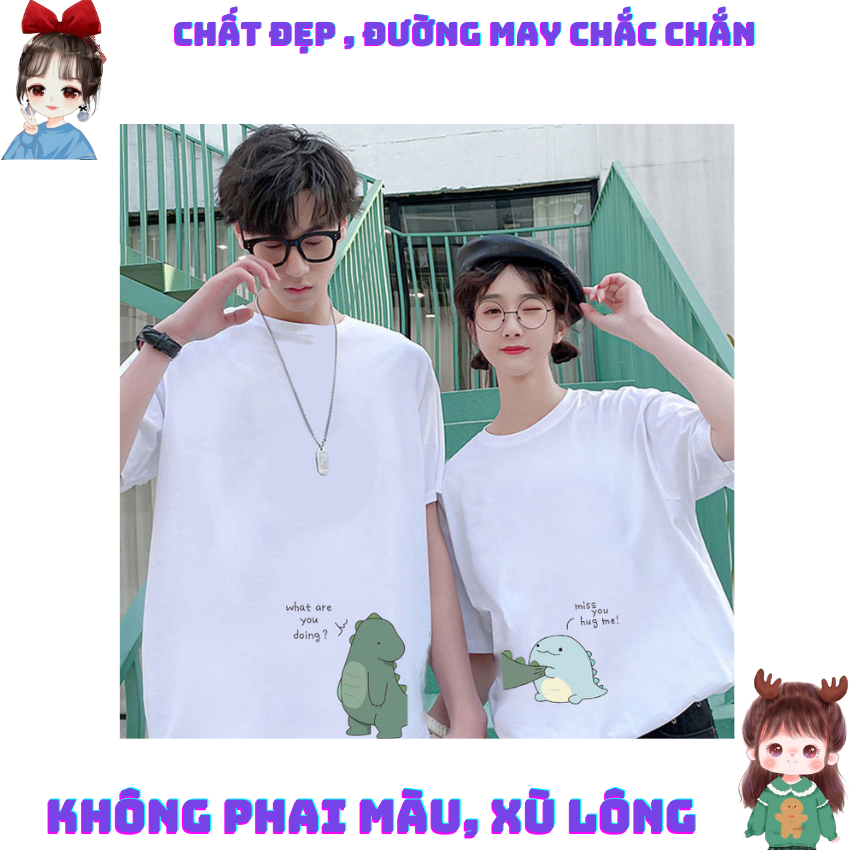 Áo Đôi Với Người Yêu TT16, Áo Đôi In Khủng Long Cắn Đuôi