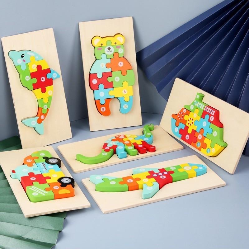 Tranh ghép gỗ con vật nối số từ 1- 10 cho bé