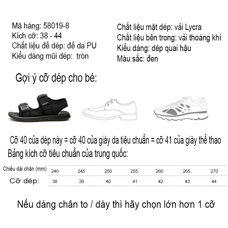 Giày sandal /Dép quai hậu thời trang nam đế mềm êm nhẹ thoáng khí phiên bản Hàn Quốc mã 58019-8 và 58237-8