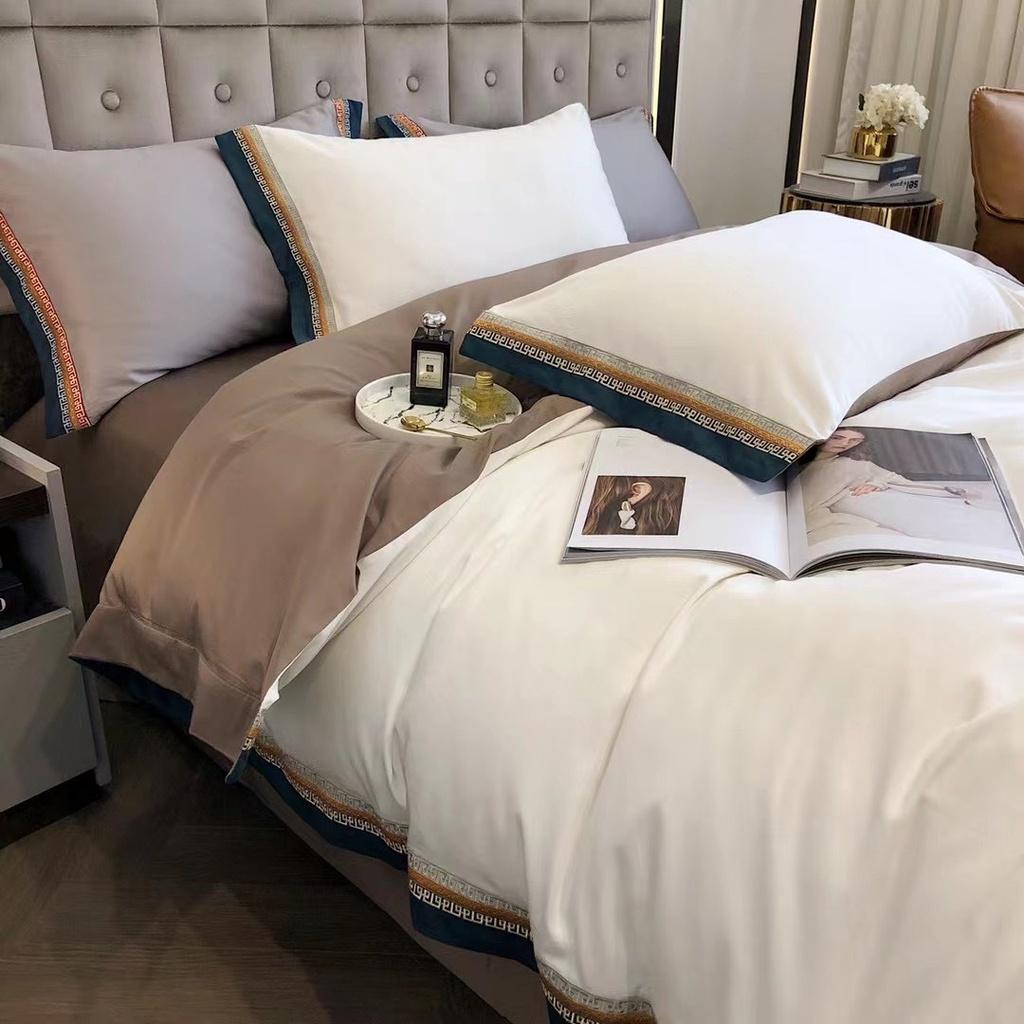 Bộ chăn ga gối 100%Tencel 60s siêu mềm mát,trơn viền thượng lưu