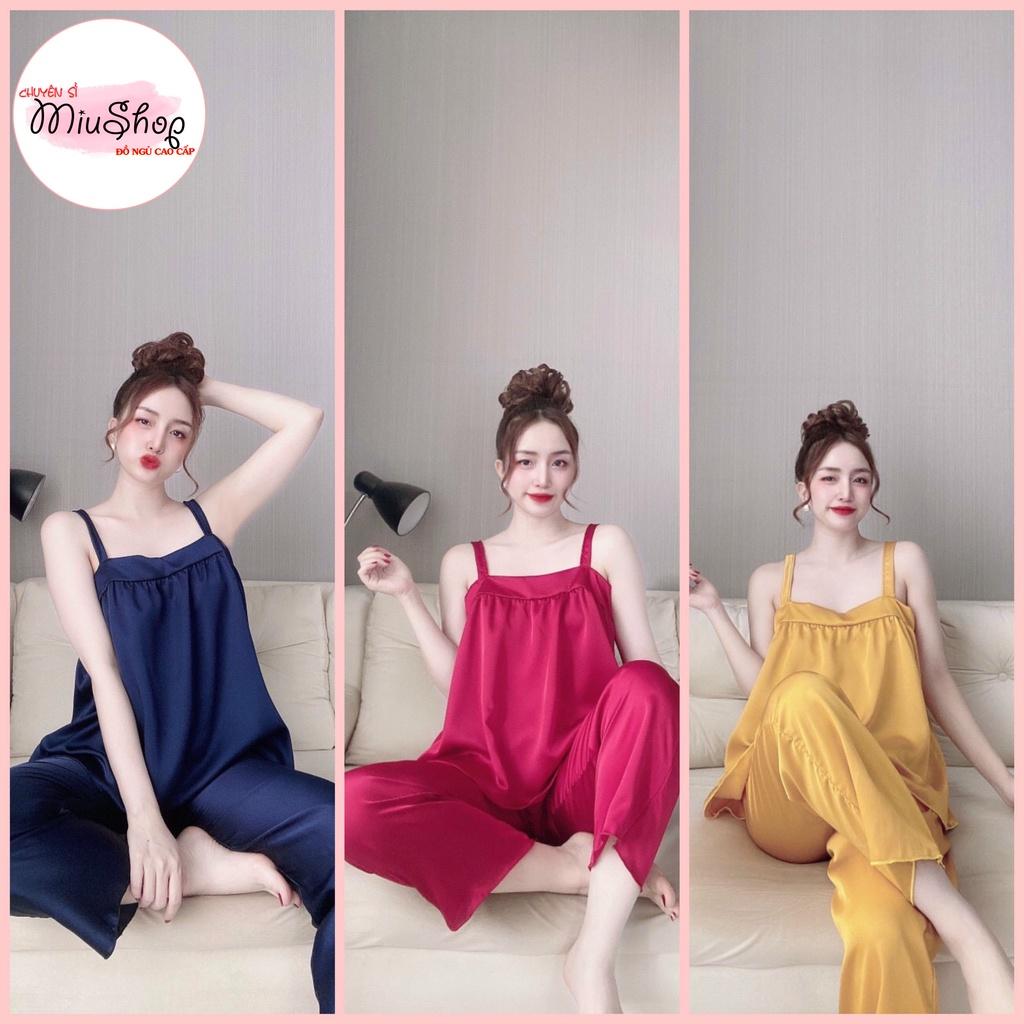 Giá Sôc Sét đồ ngủ 2 dây bảng quần dài đồ bộ lụa satin cao cấp vải mềm mịn