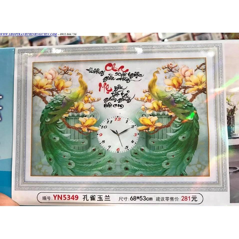 Tranh đính đá đồng hồ cha mẹ -YN5349