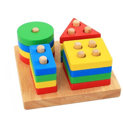 Đồ chơi montessori thả hình luồn cọc 4 cọc