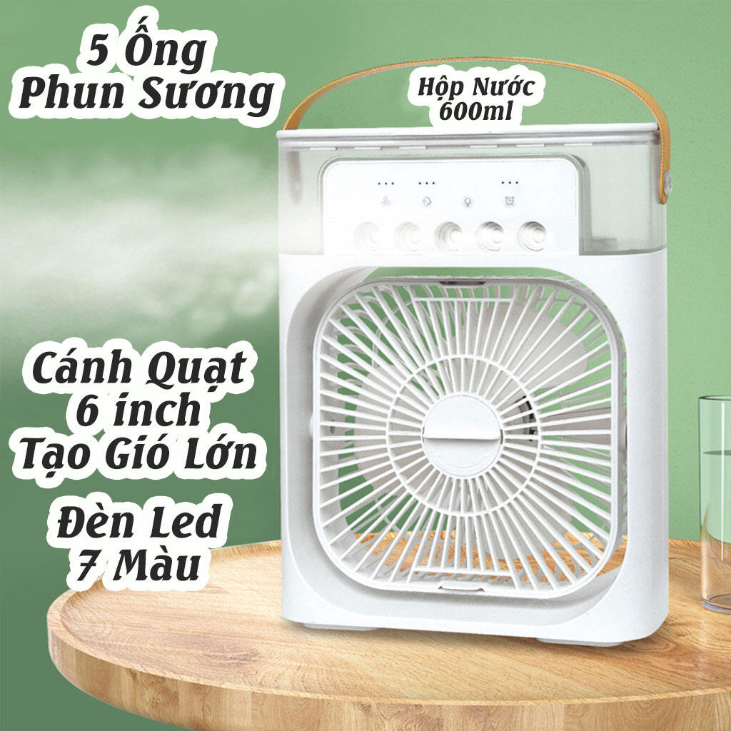 Quạt Điều Hoà Mini Để Bàn, Quạt Phun Sương, Quạt Hơi Nước Tạo Độ Ẩm Sạc Tích Điện 3 Cấp Độ Gió 300ml