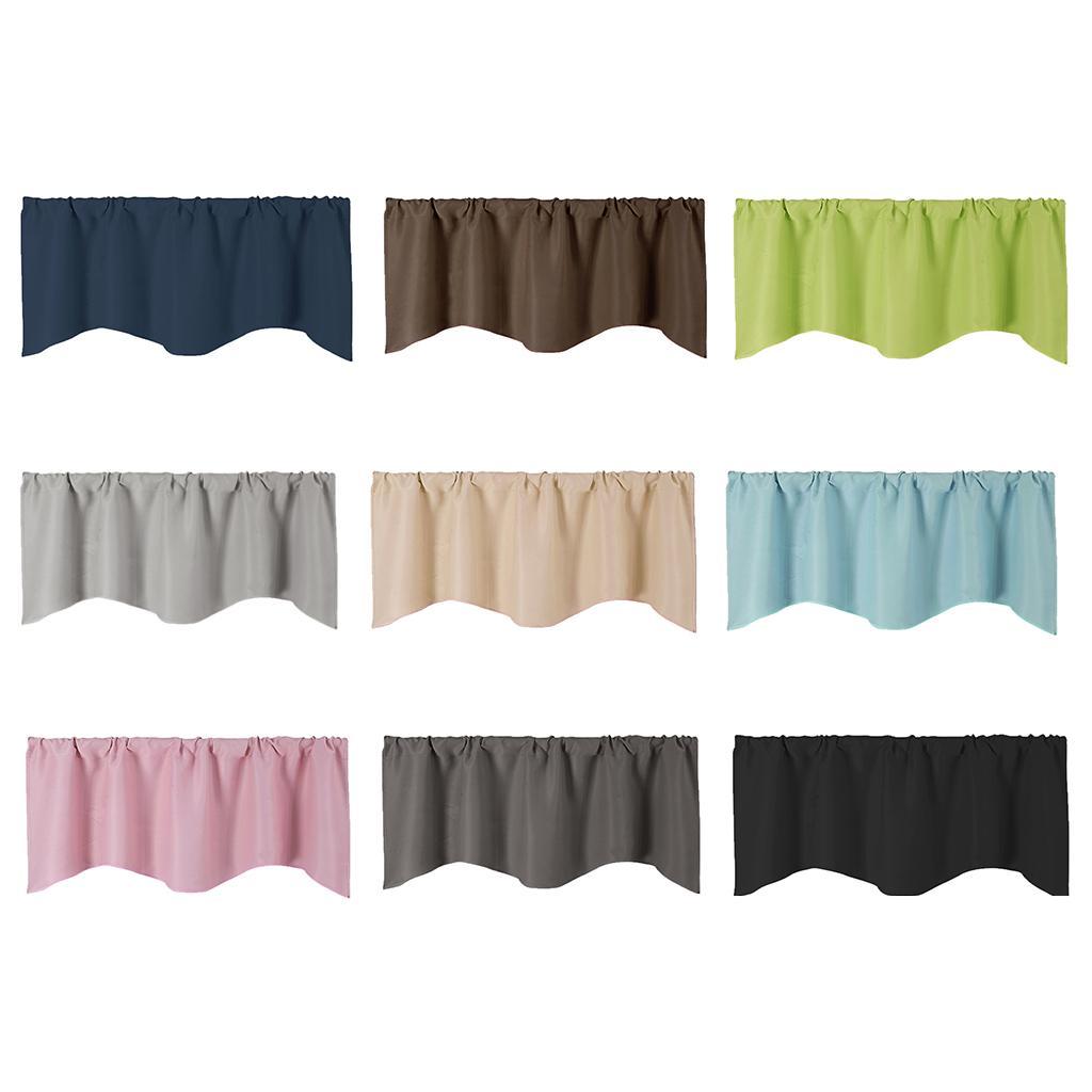 3xShort Curtain Panel Solid Color Valance for Kitchen Windows Light Grey