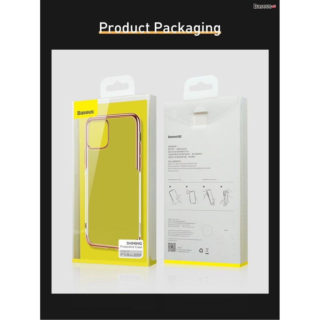 Ốp lưng dành cho iPhone Pro Max/XR/ XS Max dẻo trong suốt viền màu Shining chính hãng Baseus