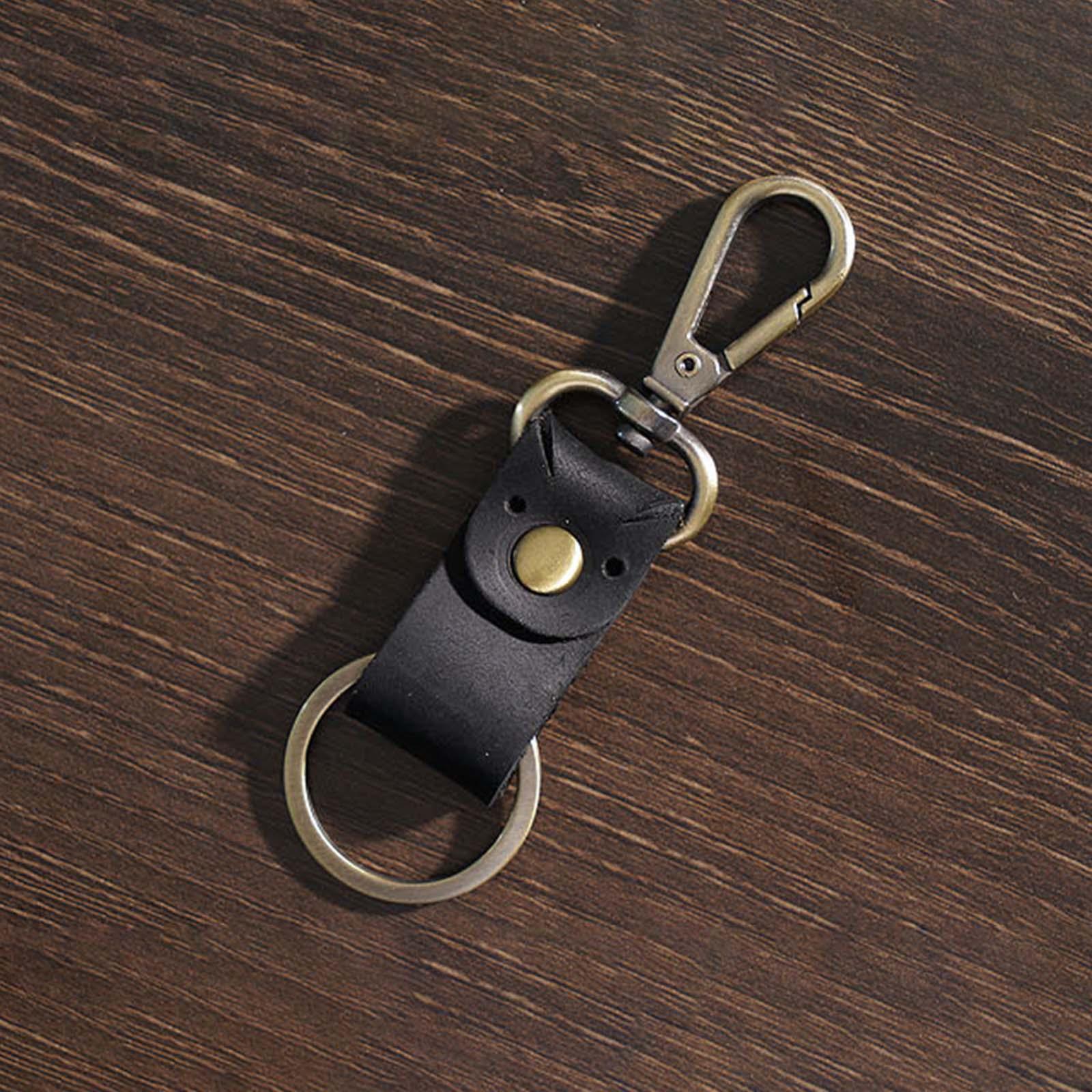 Leather Keychain Key Ring Unisex Business Key Chain Ring Fob