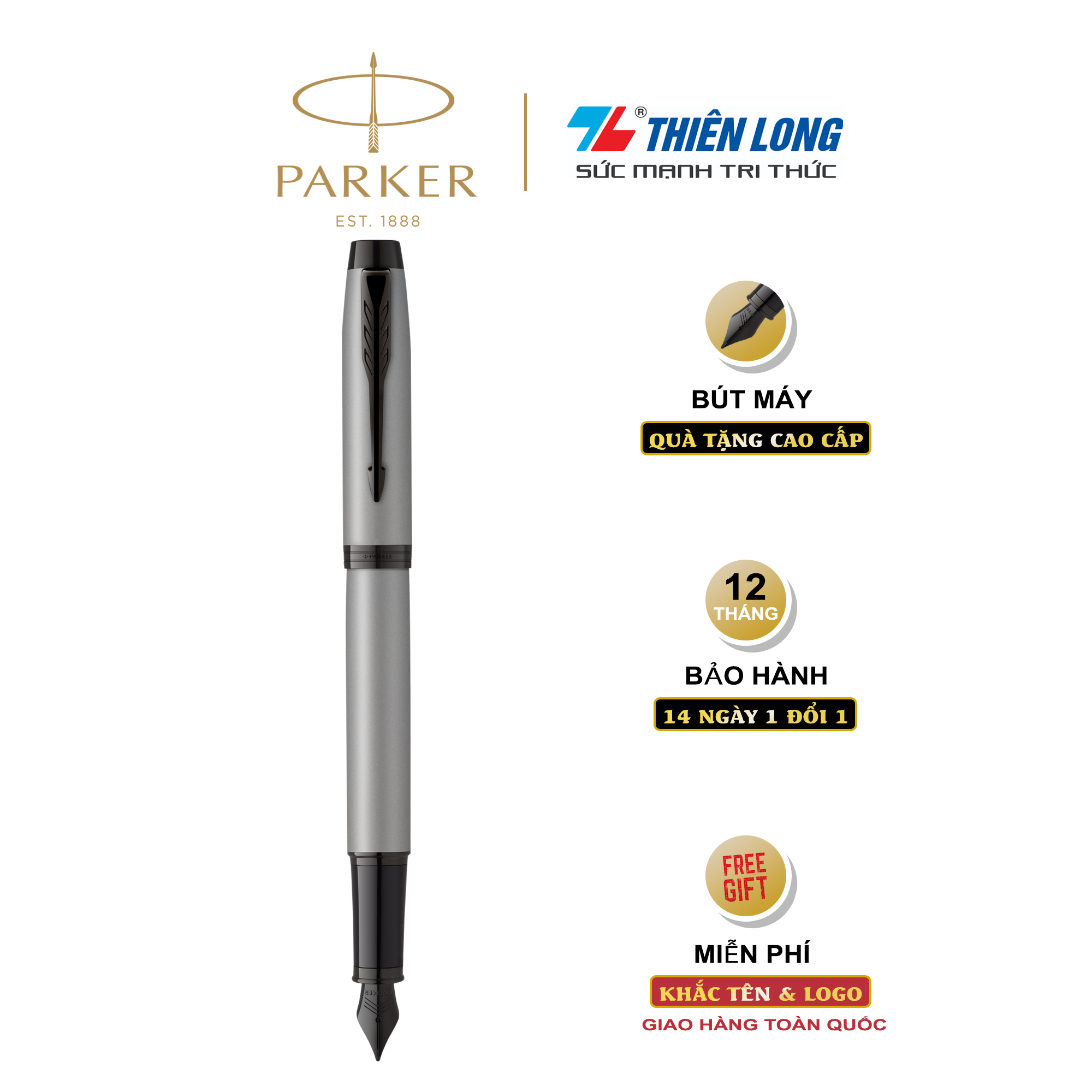 Bút máy cao cấp Parker IM Achromatic X-Matte Grey BT TB-2127922 - Thép không gỉ