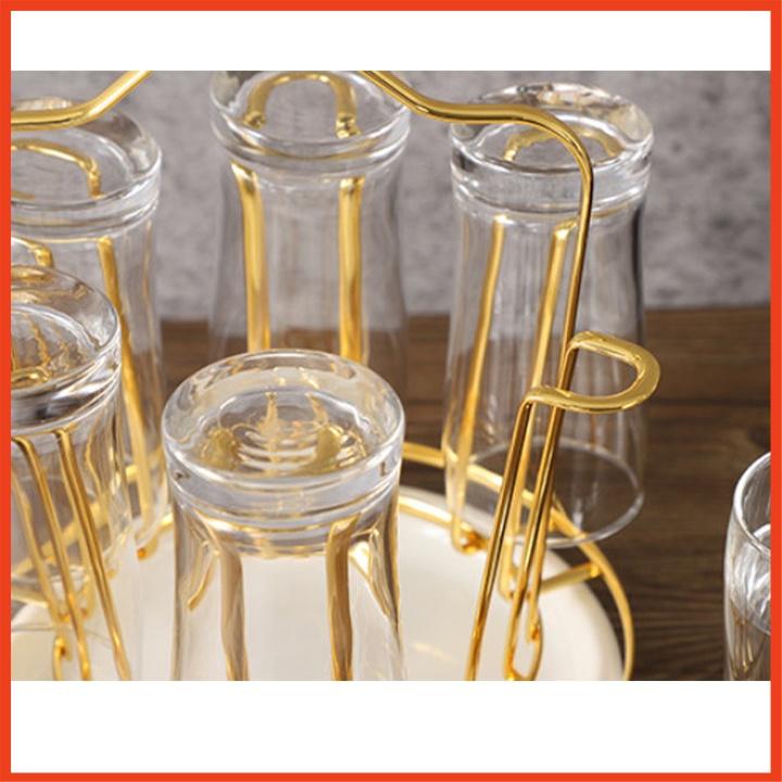 Khay úp ly mạ vàng tròn có tặng kèm khay hứng nước cao cấp