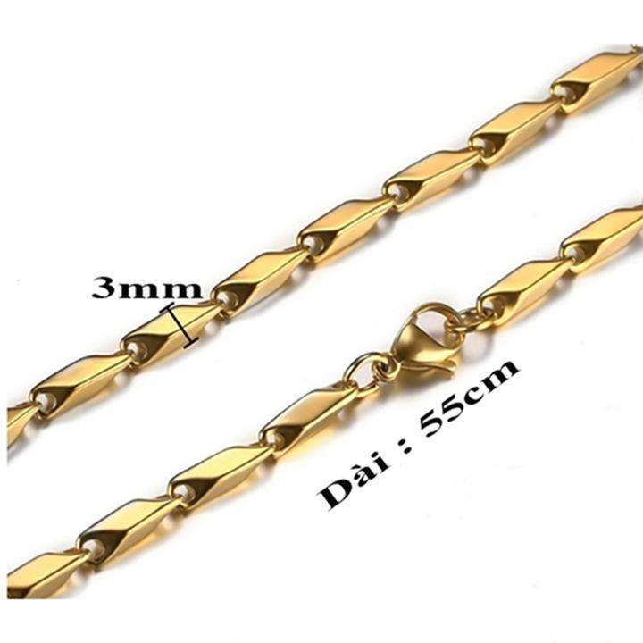 Dây chuyền nam titan cao cấp sang trọng inox thép không gỉ hỏa tiển trangsucpt kích cỡ 3mm PTDCNA31