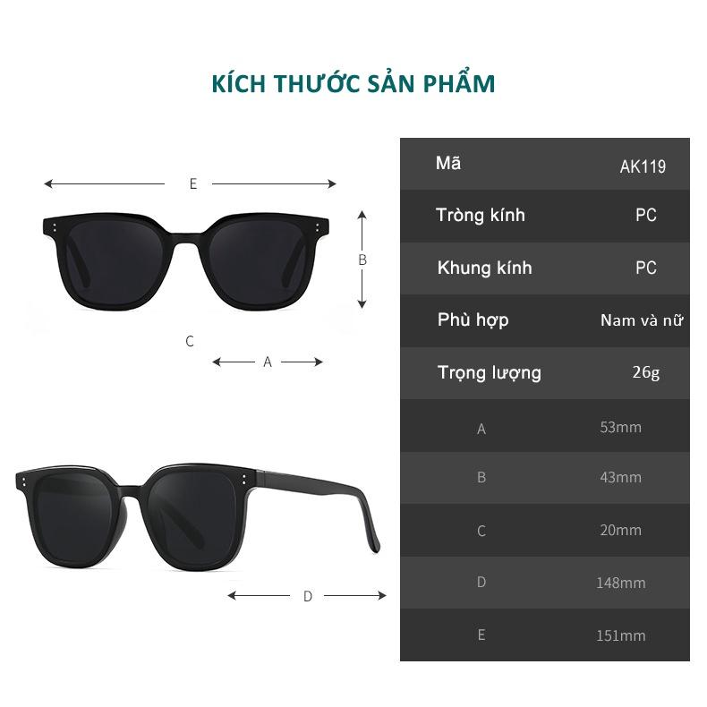 Kính Râm Nam Nữ Tròng Phân Cực Nhiều Màu Độc Lạ Chống Chói Lóa Và Tia UV400 Phối Đồ Trendy Phong Cách Hàn Quốc AK119