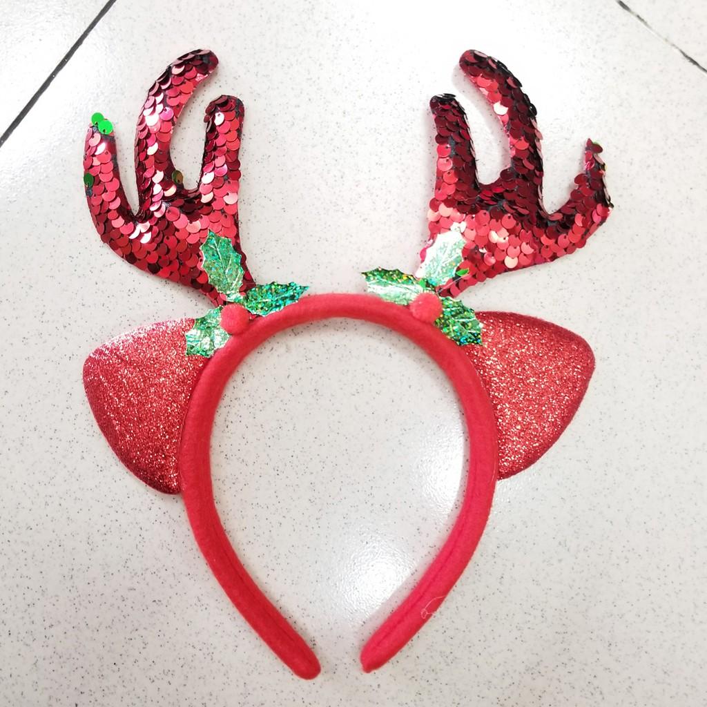 Băng đô  tuần lộc kim sa cho bé gái chơi Noel