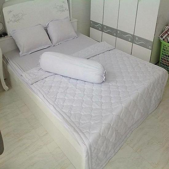 Bộ 4 Món Ga Gối Thun Mát Mềm Cao Cấp - Trắng