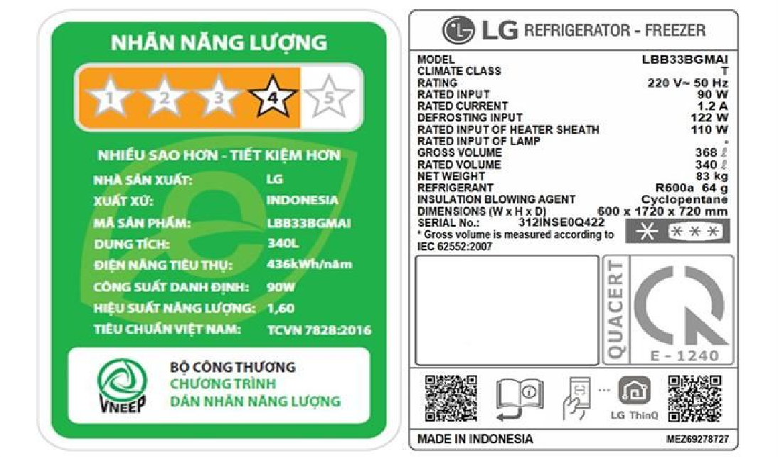 Tủ lạnh LG Inverter 340 lít InstaView LBB33BGMAI - HÀNG CHÍNH HÃNG - CHỈ GIAO HCM