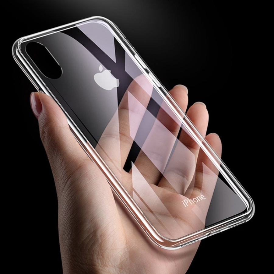 Ốp lưng Cafele trong suốt toàn bộ, lưng kính cường lực không ố vàng, viền máy dẻo cho iPhone X/XS 5.8