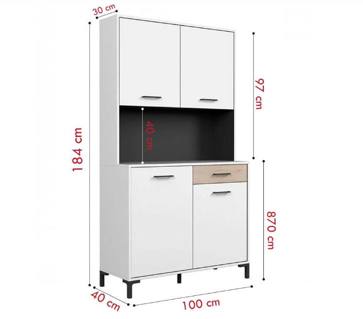 Tủ bếp gỗ MDF đa năng TBSL10 Tundo Dài 100cm x Rộng 40cm x Cao 184cm