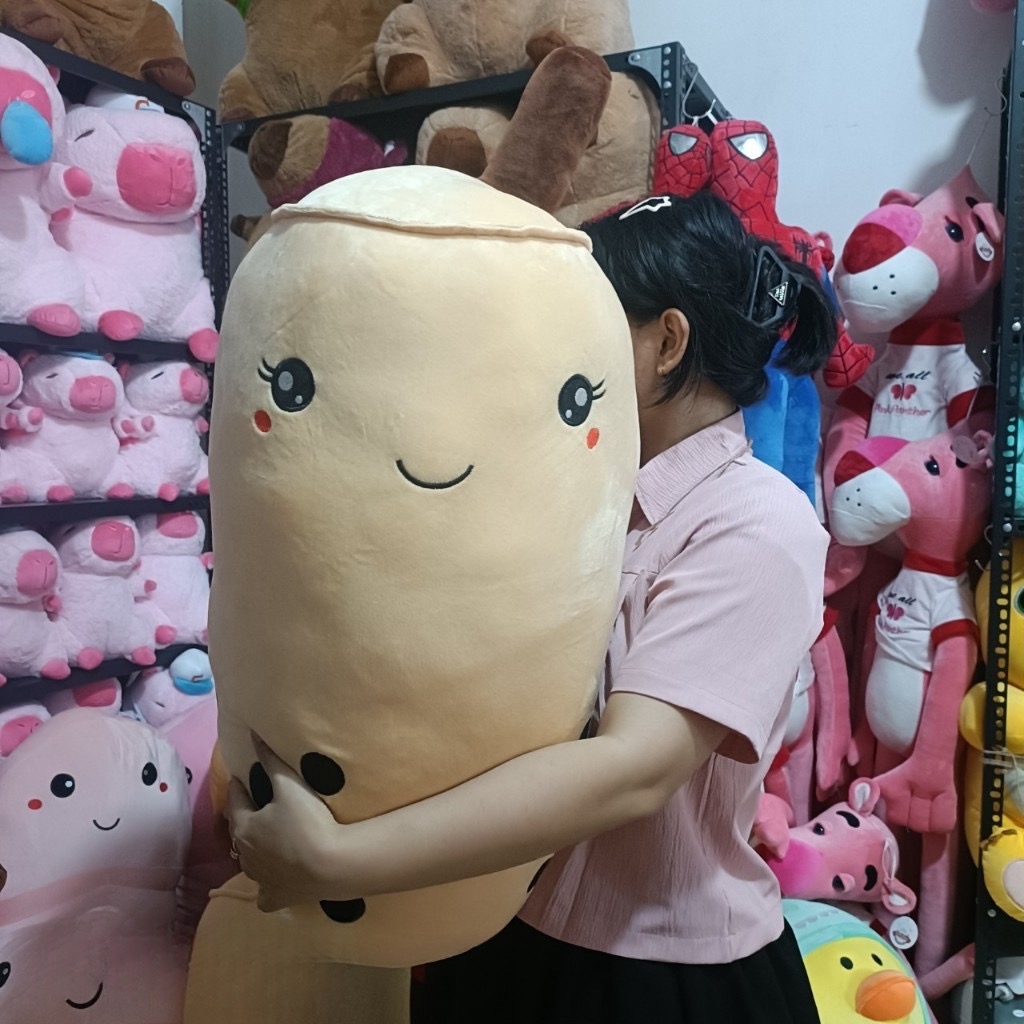 Gối ôm hình ly trà sữa trân châu cute - Size 80cm đến 1m - Quà tặng gấu bông êm mịn cho bé