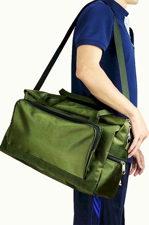 Túi xách du lịch vải bố xanh rêu cao cấp AH size trung