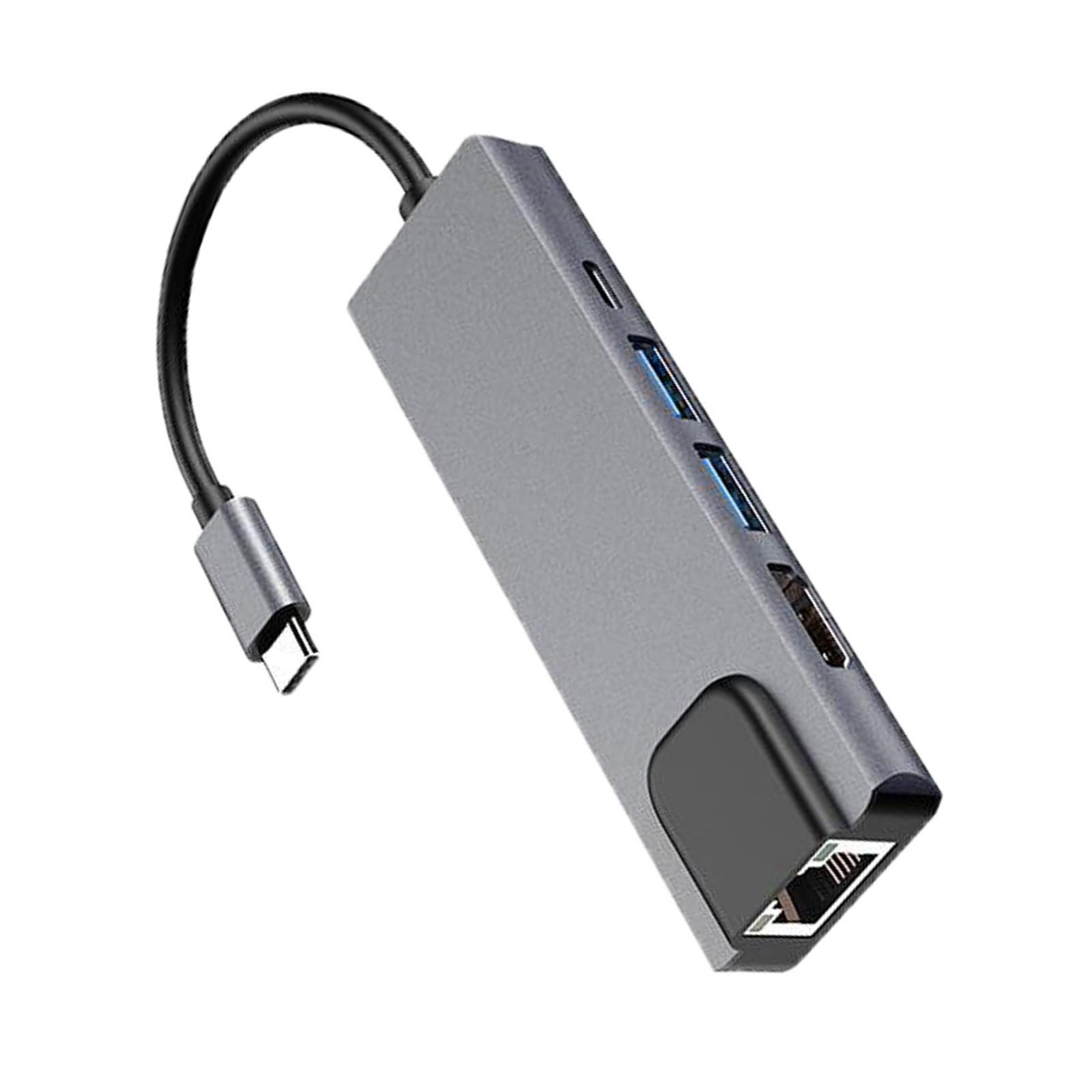 5 in 1 Universal USB Type-C Hub USB 3.0 HDMI Female Adapter Cable PD Charge Converter Network card