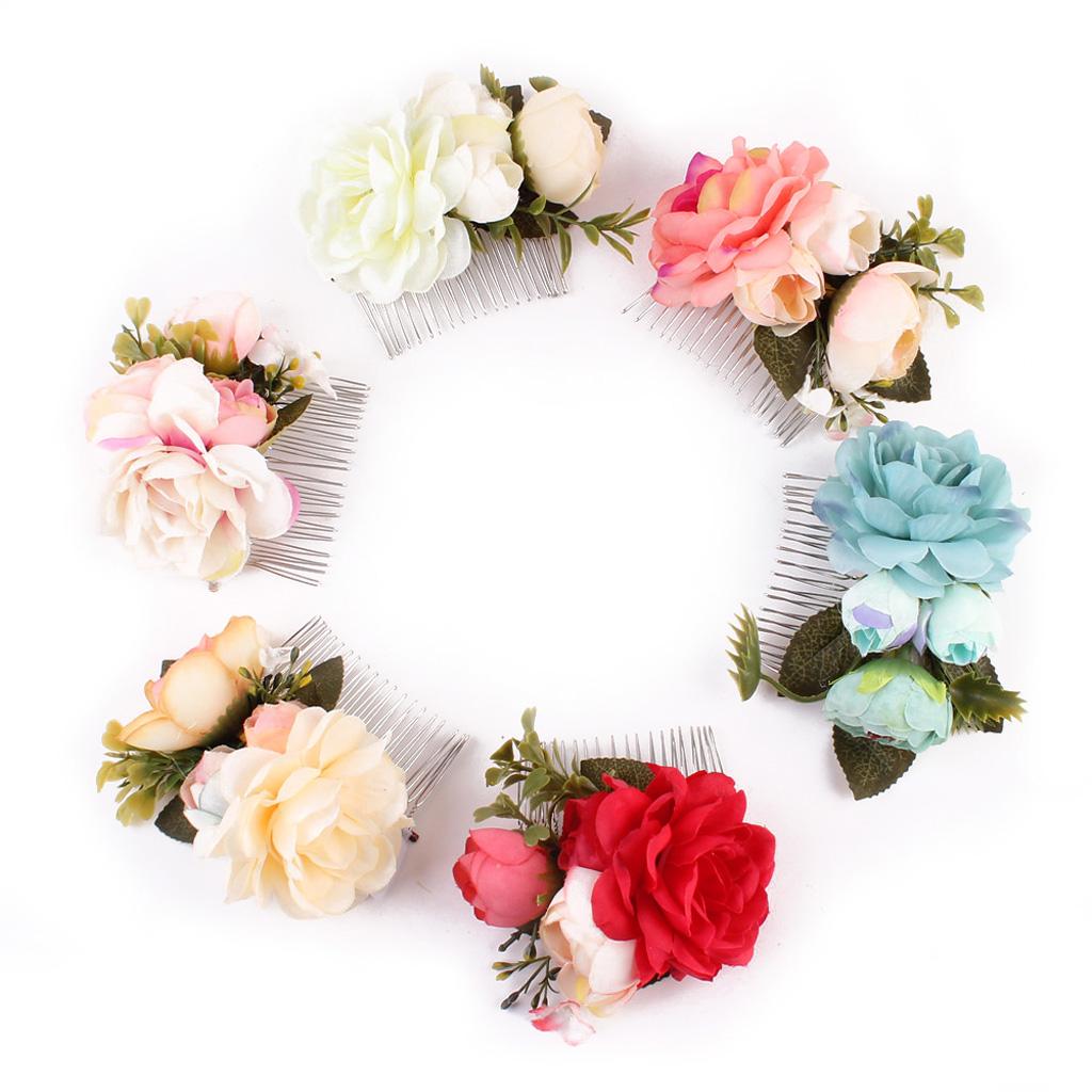 Blossom Rose Flower Hair Comb Clip Hairpin Vintage Wedding Hair Accessory F