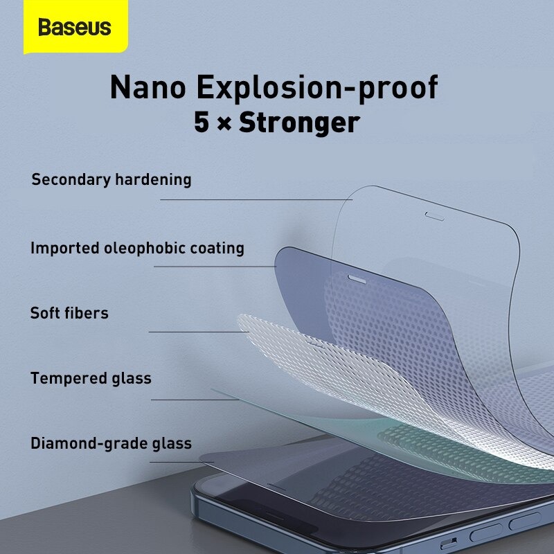 Kính cường lực bộ 2 miếng Full viền Baseus 0.3mm Full-screen and Full-glass Tempered Glass Film For iP