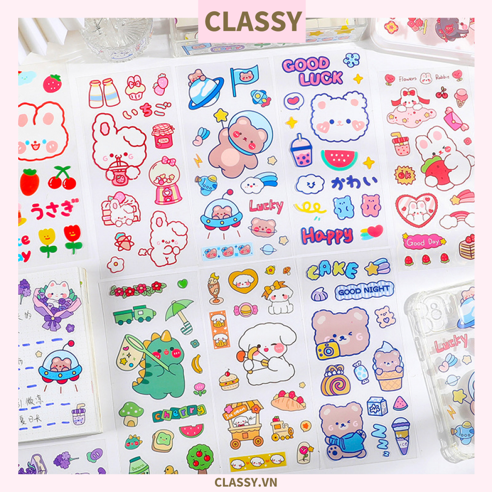 Classy Hình dán, sticker dễ thương, sticker dán laptop, điện thoại, sổ, bình nước nhiều họa tiết PK1380